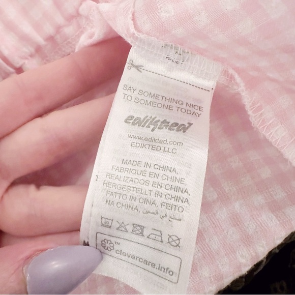 Edikted Plaid Pink and White Gingham Shorts Elastic Waist Boxer - Picture 6 of 8